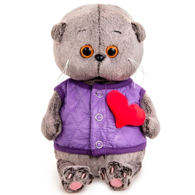 Мягкая игрушка Кот Басик Baby в дутом жилете с сердечком Budi Basa BB-123 1